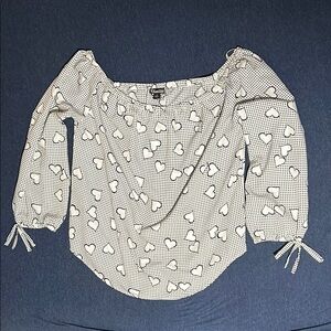 Heart Print Off-Shoulder Top